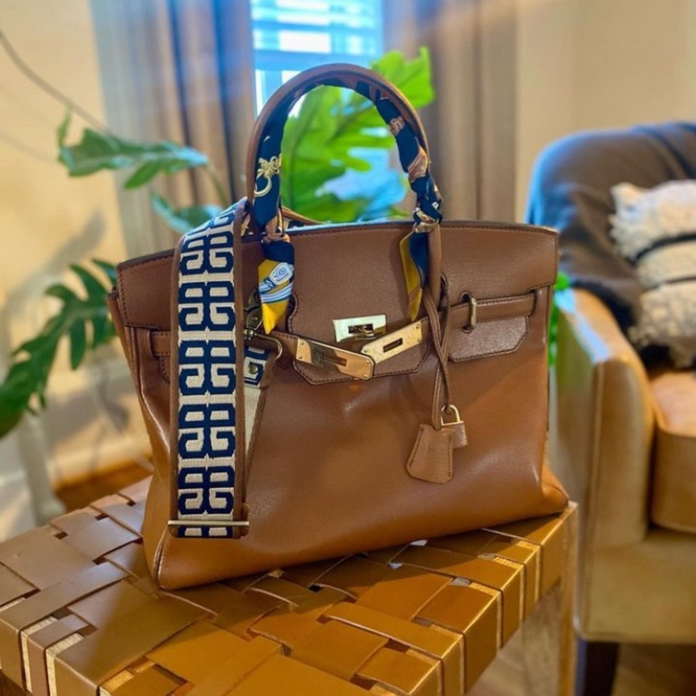 Togo Leather Brown  Handbag 35cm with gold hardware top handle box calf
